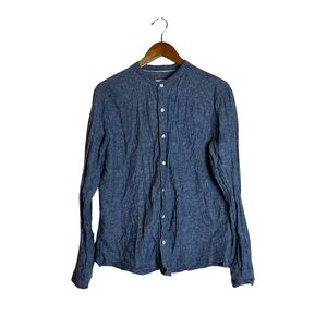 Fat face linen blend‎ collarless button down shirt